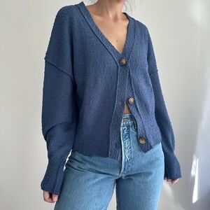 Fuzzy cardigan Sweater button front